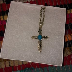 Brand new turquoise feather necklace